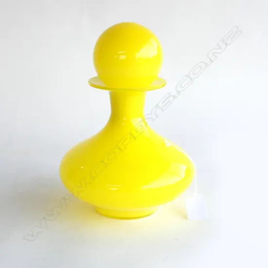 RETRO YELLOW STUDIO GLASS LIDDED BOTTLE H230MM