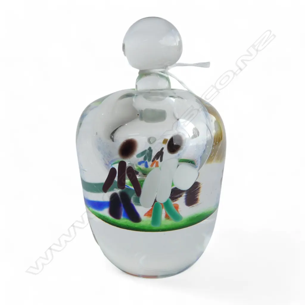 NZ ART GLASS 'FIGURES' SCENT BOTTLE, SIGNED, H.125mm,  Image 1++