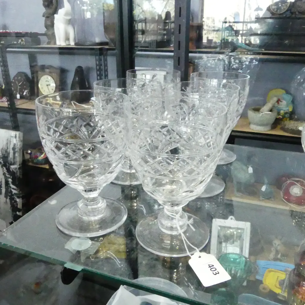 6 STUART CUT CRYSTAL GOBLETS H.125mm Image 1++