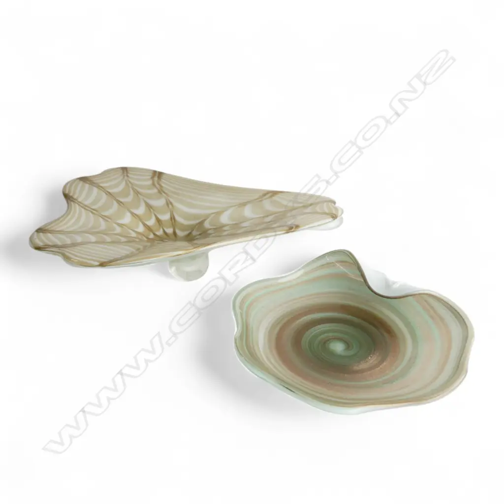 2 GOLD MURANO BOWLS, LARGER w. HAIRLINES W.400mm Image 1++