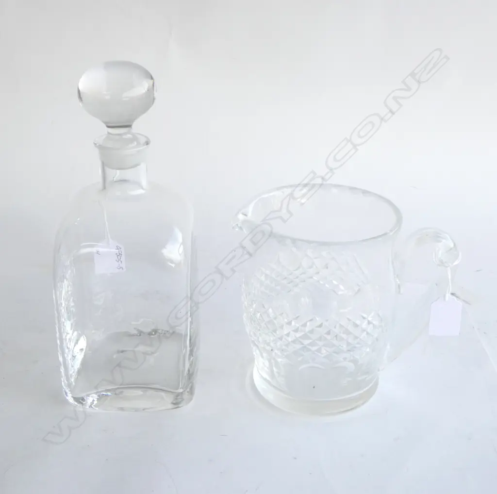 DARTINGTON CRYSTAL DECANTER, H.270mm & CRYSTAL JUG, H.160mm Image 1++