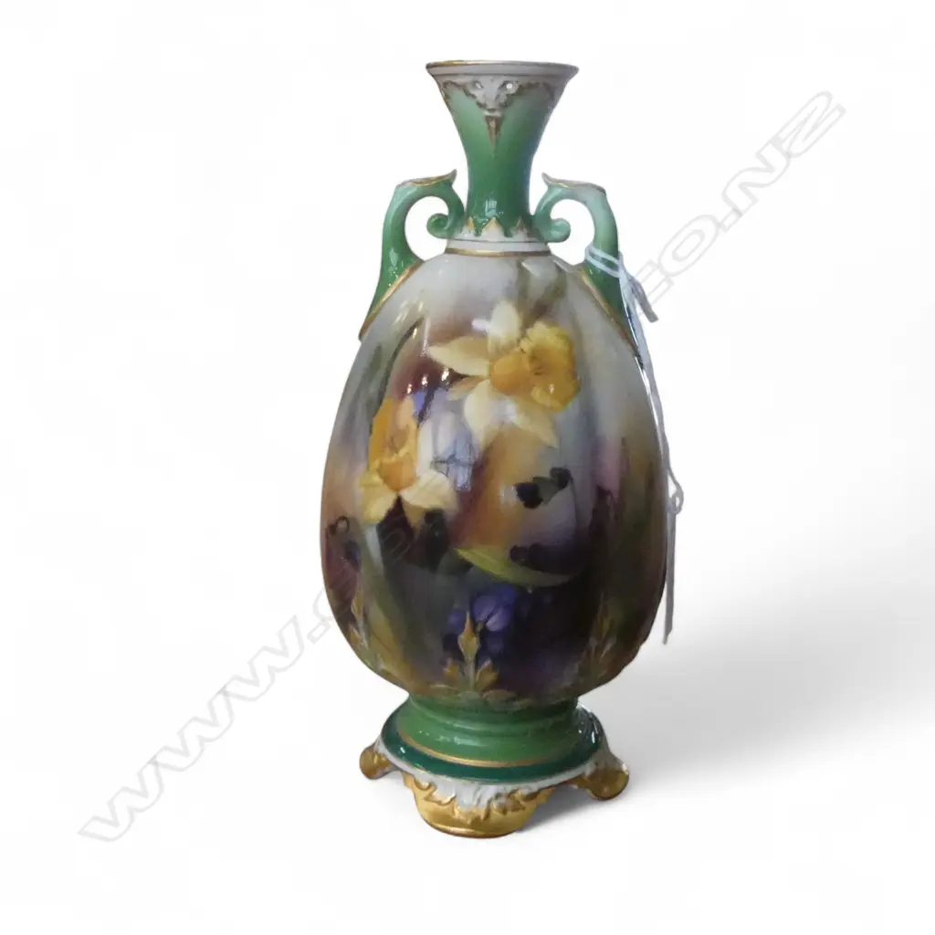 1905 ROYAL WORCESTER URN hand painted spring flowers by Hadley H.182mm Image 1++
