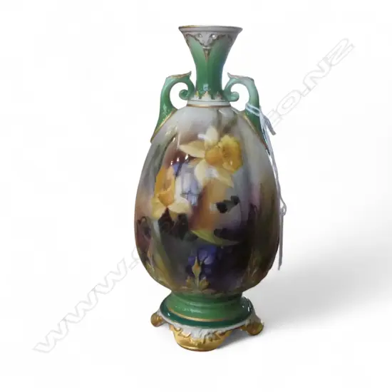 1905 ROYAL WORCESTER URN hand painted spring flowers by Hadley H.182mm