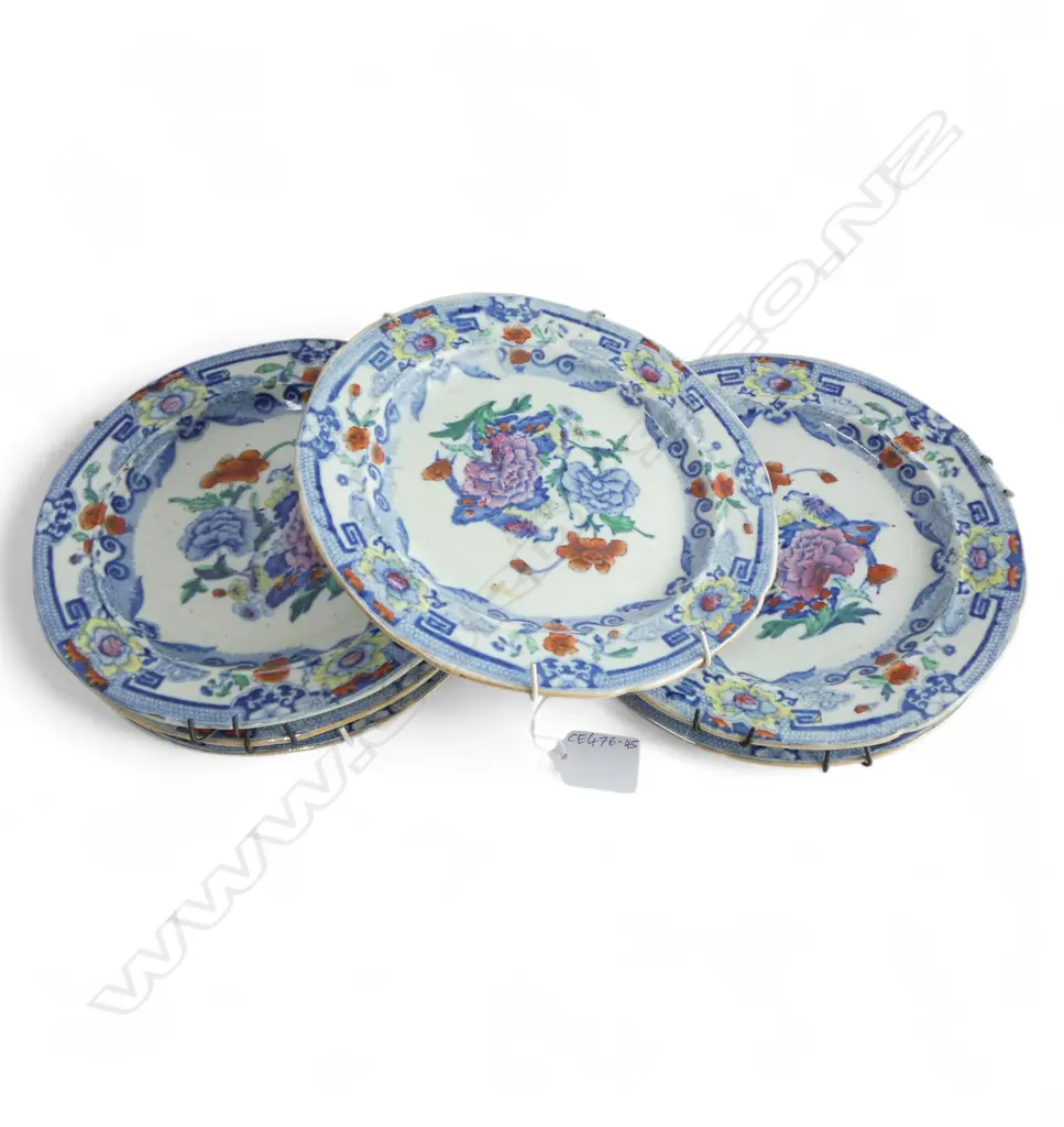 6 VICTORIAN MASONS IRONSTONE PLATES Dia.210mm one repaired Image 1++