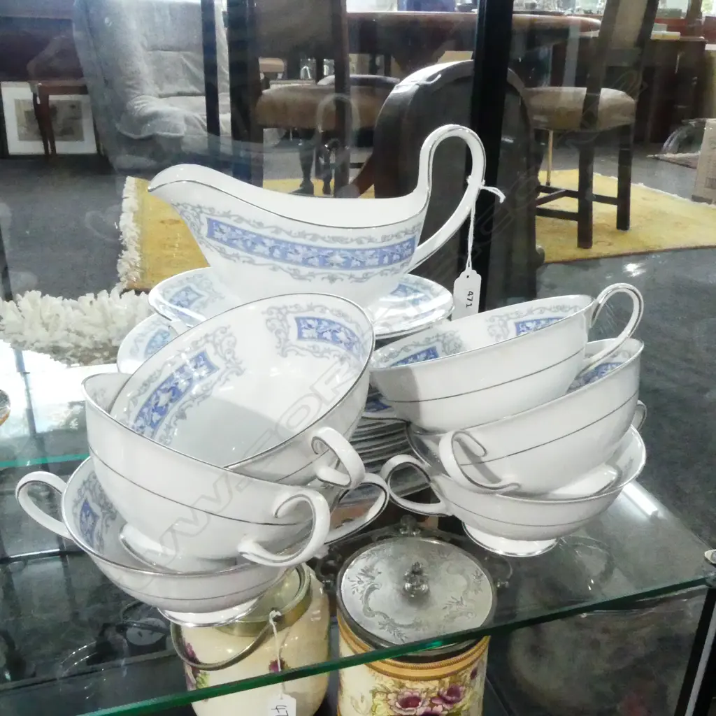 PART SHELLEY DINNER SERVICE 6 LARGE PLATES 6 SOUP COUPES & PLATES & GRAVY BOAT COLLUMBIA PAT Image 1++