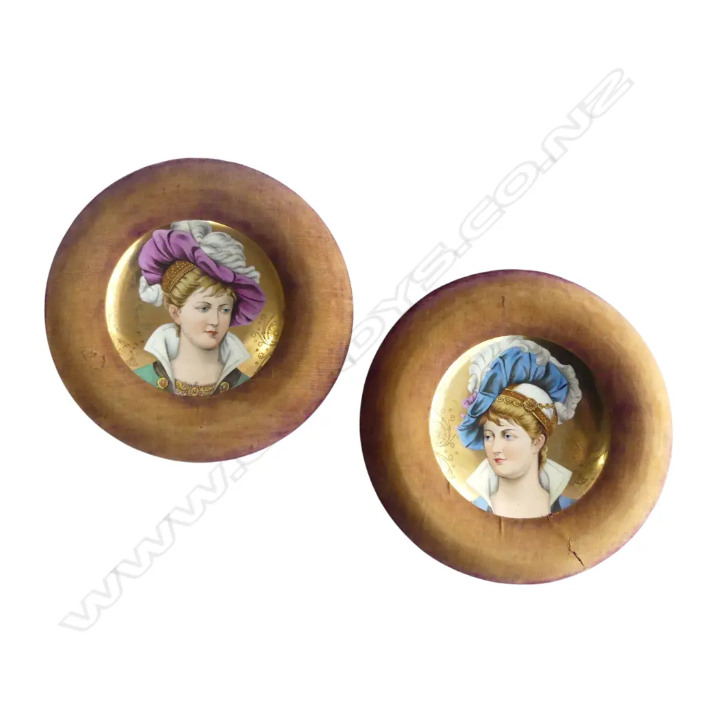 PAIR OF 19THC CONTINENTAL PAINTED PLAQUES 260mm Image 1++