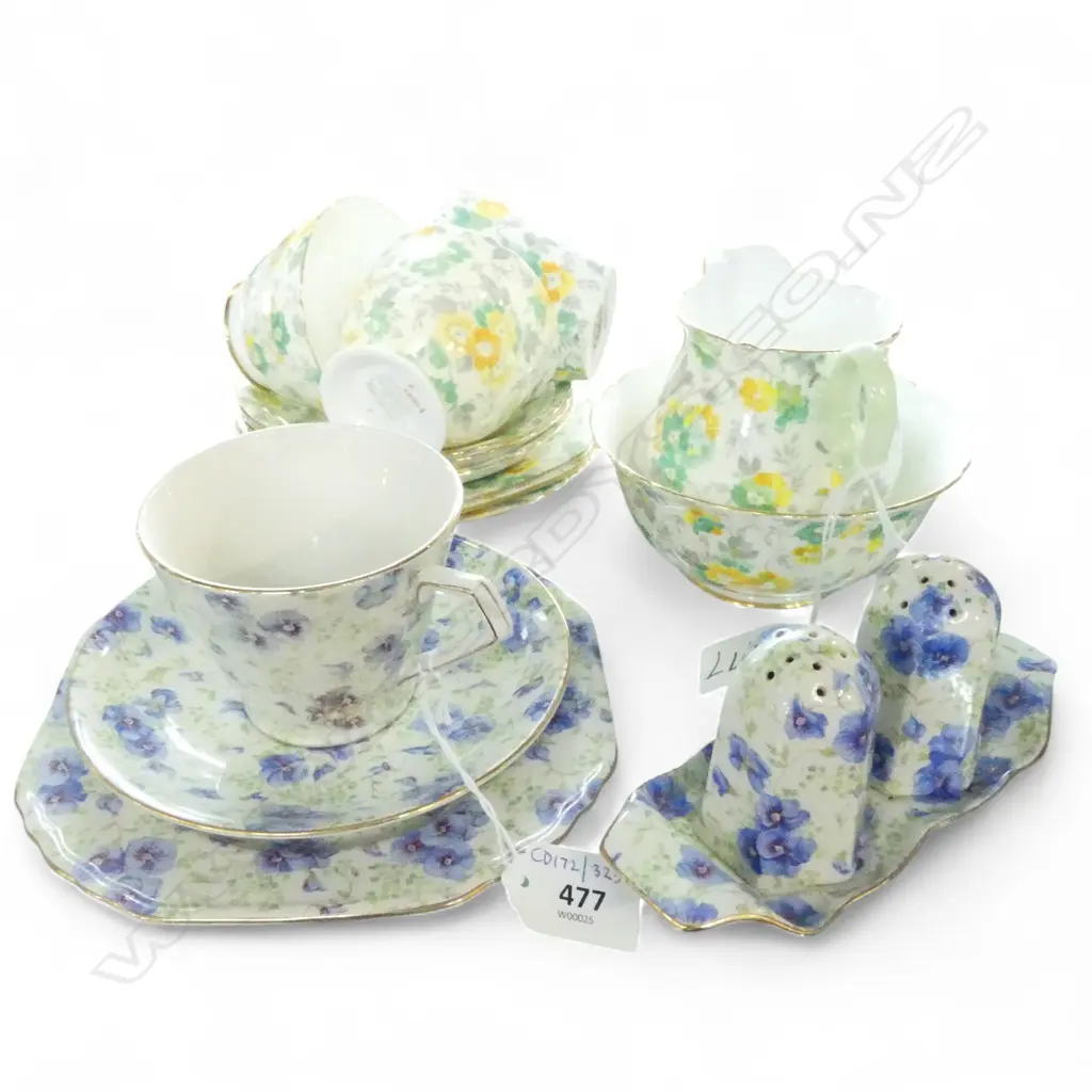 PART AOF SHELLEY CHINA TEASET C/SUGAR 3CSPS & NELSON WARE AOF CSP & CONDIMENT Image 1++