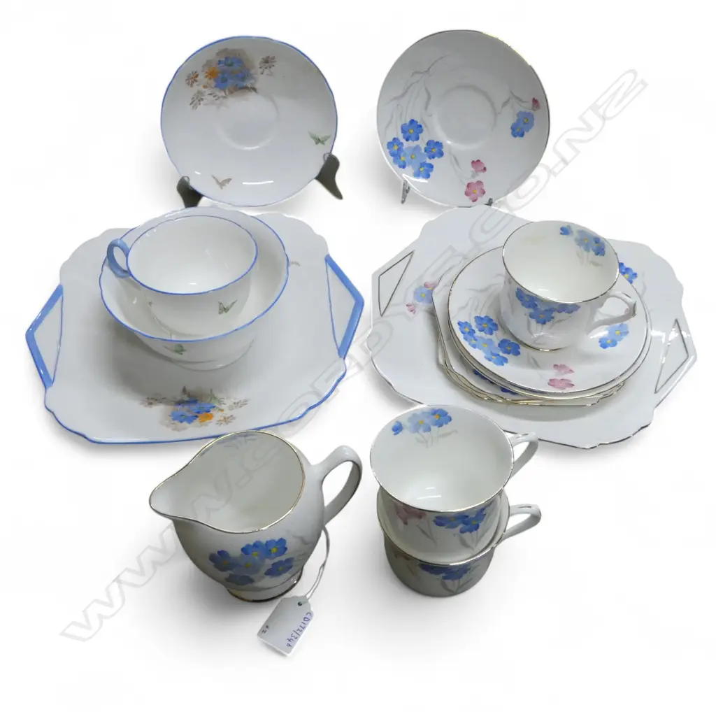 2 PART SHELLEY CHINA PART TEASETS CAKE PLATE 3CSPS & JUG CAKE PLATE C/S & SUGAR BOWL Image 1++