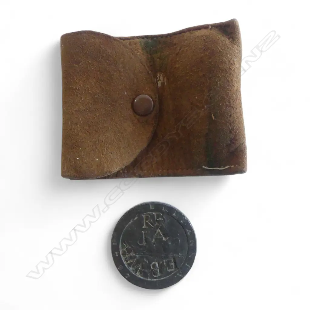 1797 BRITTANIA GEORGE III 'CARTWHEEL' PENNY + LEATHER POUCH Image 1++