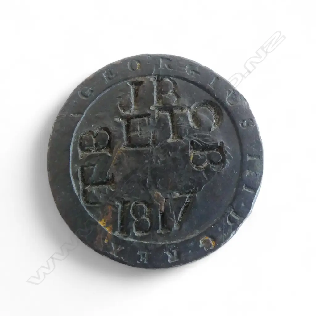 1797 BRITTANIA GEORGE III 'CARTWHEEL' PENNY + LEATHER POUCH Image 1++