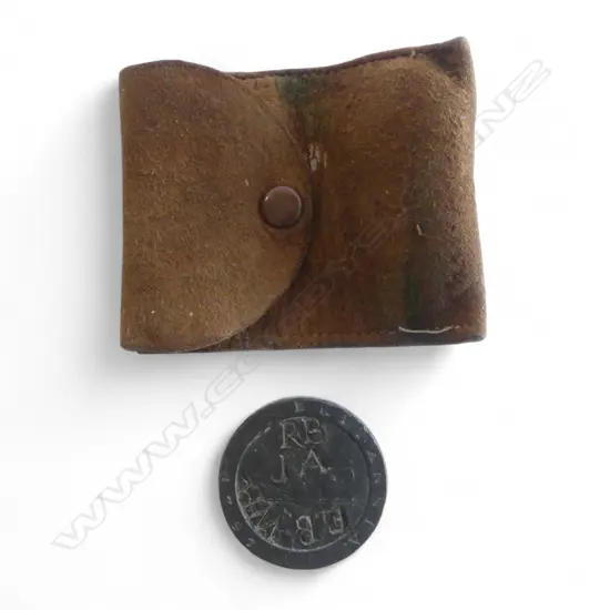 1797 BRITTANIA GEORGE III 'CARTWHEEL' PENNY + LEATHER POUCH