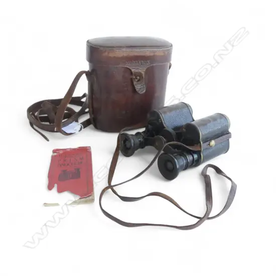 WARNER & SWASEY PRISM BINOCULARS C.1900, CASED w. BOOKLET