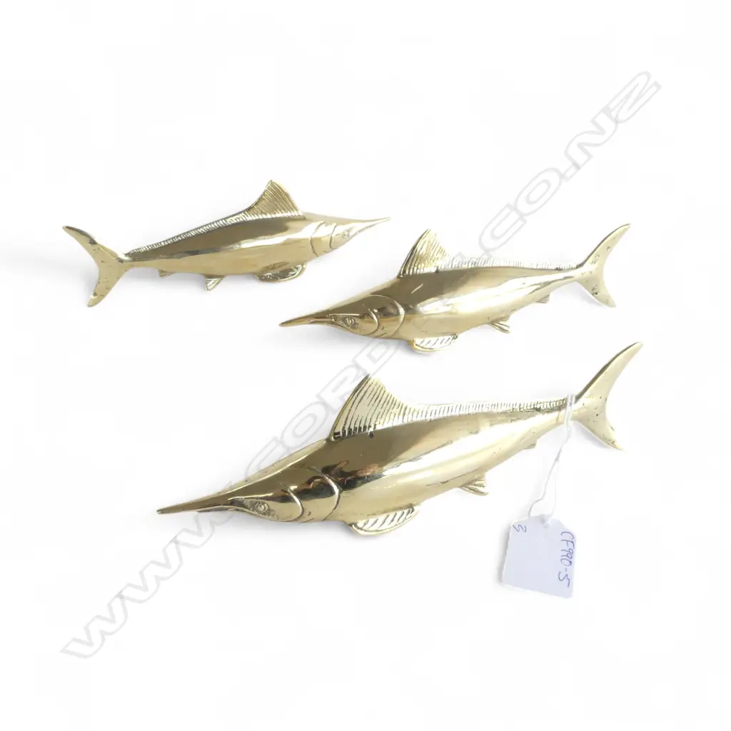 3 BRASS BILL FISH ORNAMENTS L.200mm Image 1++