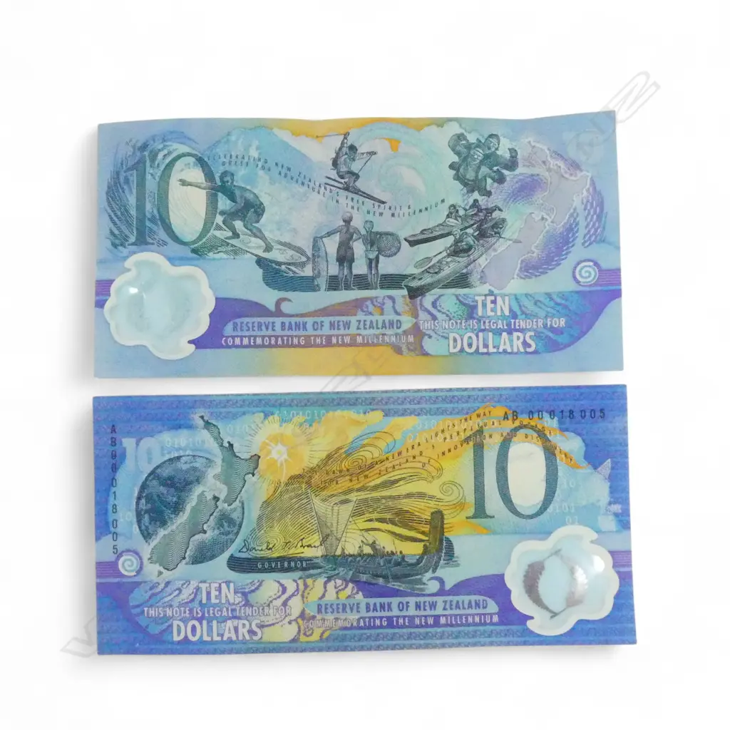 2x N.Z. MILLENNIUM SPECIAL ISSUE $10 NOTES Image 1++