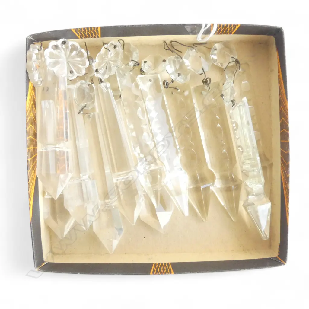 12 ANTIQUE CRYSTAL LUSTRES WITH ATTACHMENTS 6+6, L.130-140MM  Image 1++