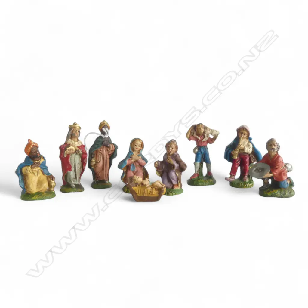 9 PCE VINTAGE ITALIAN NATIVITY SET H.80mm Image 1++