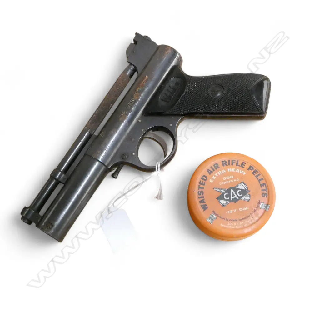 WEBLEY PISTOL L.215mm + TIN OF PELLETS Image 1++