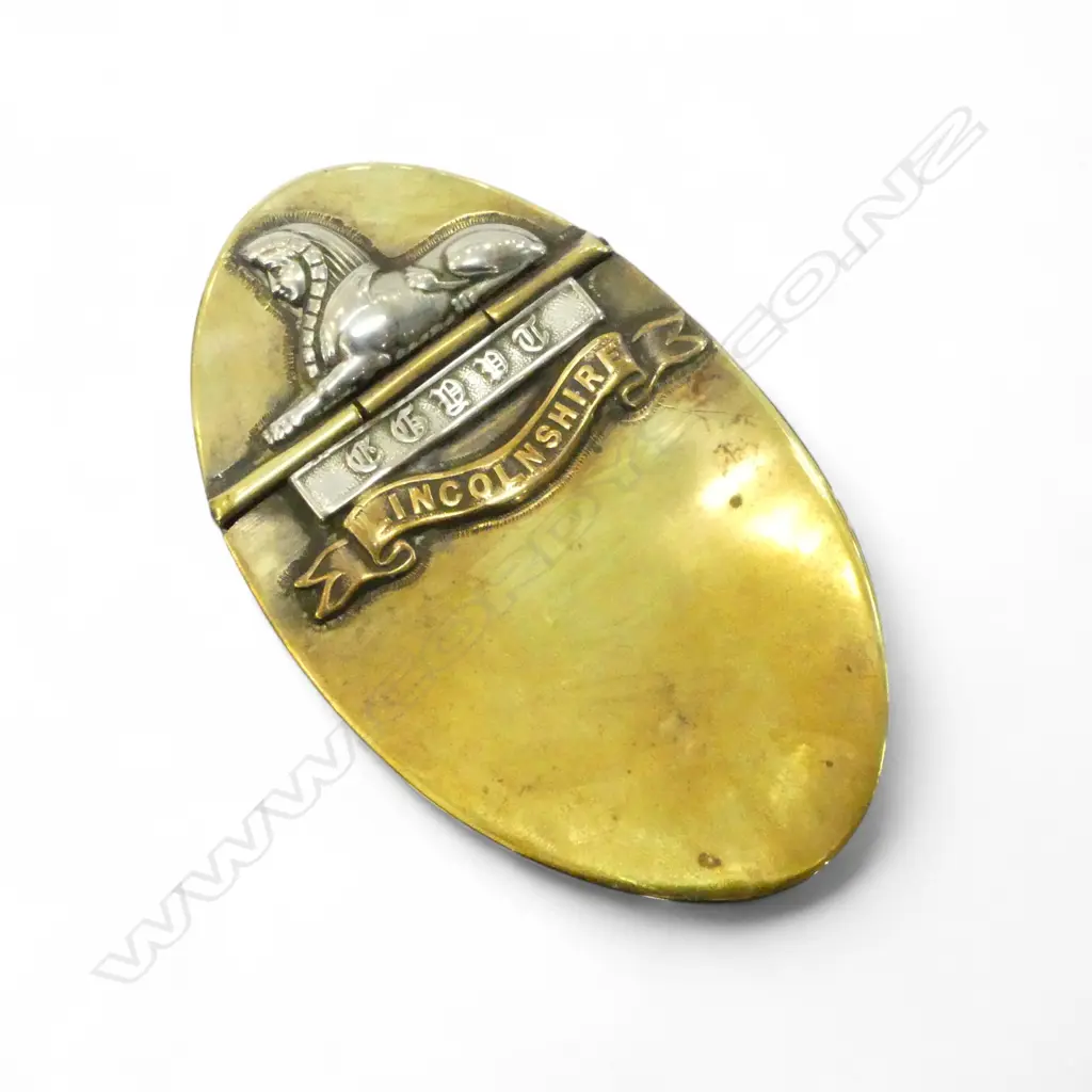 ANTIQUE LINCOLNSHIRE BRASS SNUFF BOX ‘EGYPT’ IN OLD FONT & SPHINX, L.105MM, W.62MM Image 1++