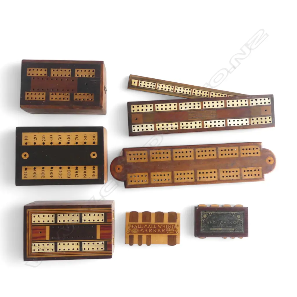5 VINTAGE GAMES; CRIBBAGE ETC + 2 WHIST MARKERS Image 1++