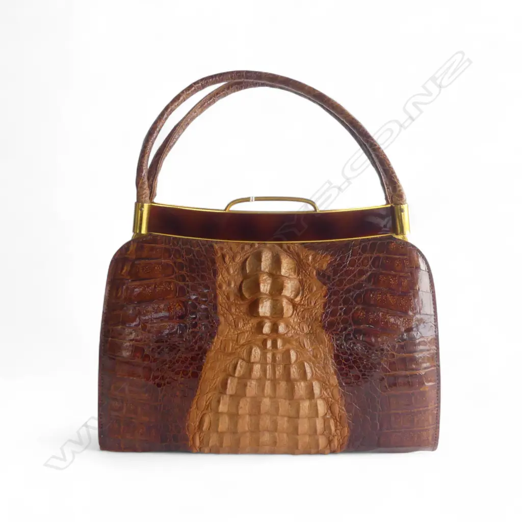 VINTAGE CROCODILLE LEATHER HANDBAG Image 1++