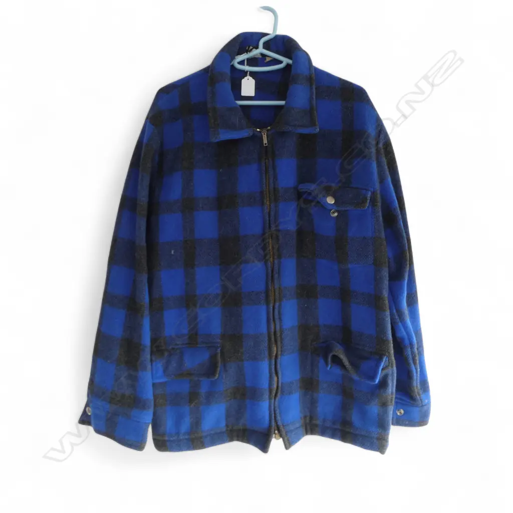 VINTAGE BLUE CHECK SWANDRI ? JACKET XOS  'Made in NZ' labels worn probably Swandri Image 1++