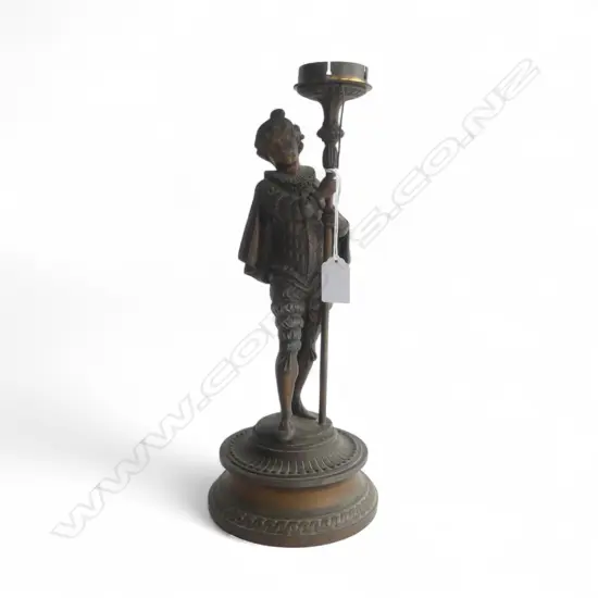 BRONZED METAL FIGURE w. WIND UP MUSIC BASE H.345mm