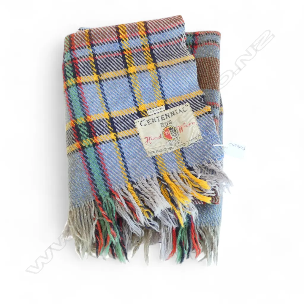 VINTAGE 'CENTENNIAL RUG HAND WOVEN CANTERBURY NEW ZEALAND CENTENNIAL DISABLED SERVICEMENS PRODUCTS' Image 1++