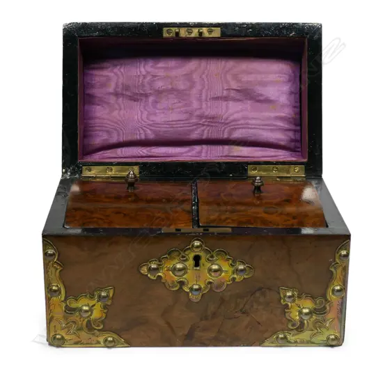 A Victorian walnut tea caddy,