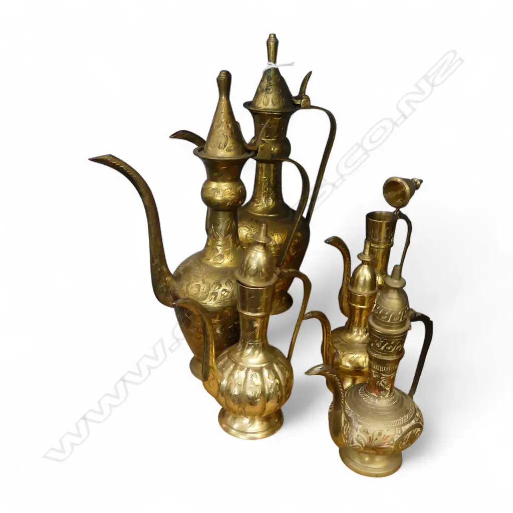 6 BRASS COFFEE EWERS H.280mm Image 1++