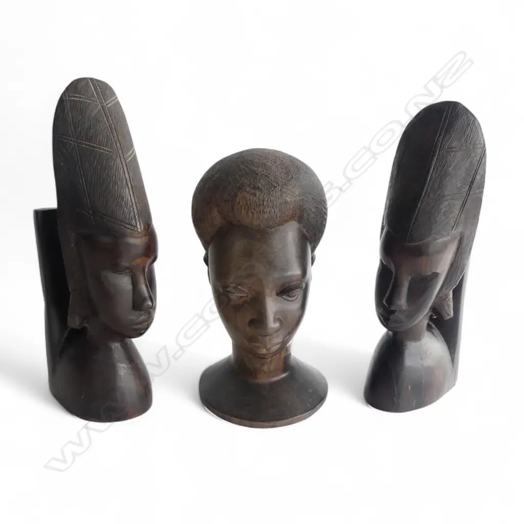 PR AFRICAN CARVED WOODEN BOOKENDS H.260mm + BUST H.205mm Image 1++