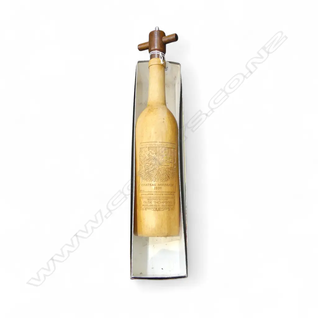 WOODEN WINE BOTTLE PEPPER MILL BY OLDE THOMPSON USA + ORIG. BOX H.365mm Image 1++