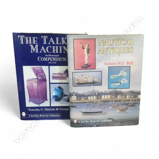 2 COLLECTORS BOOKS – NAUTICAL ANTIQUES SCRIMSCHAW ETC, THE TALKING MACHINE, L.285MM