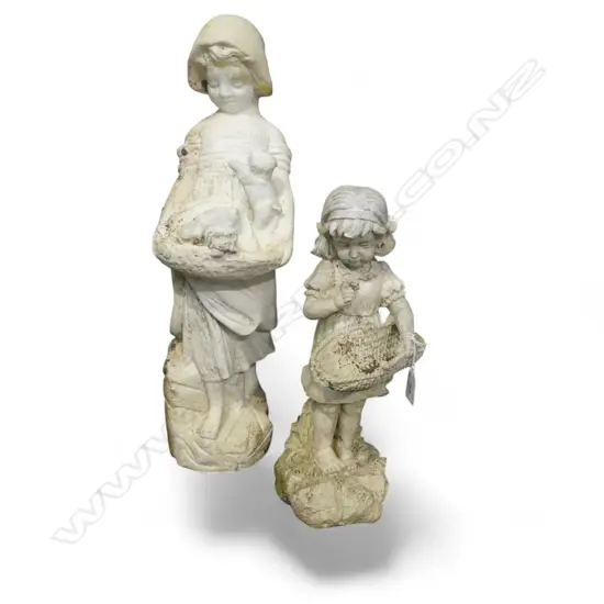 2 GARDEN FIGURINES, CONCRETE H.515mm & RESIN H.355mm