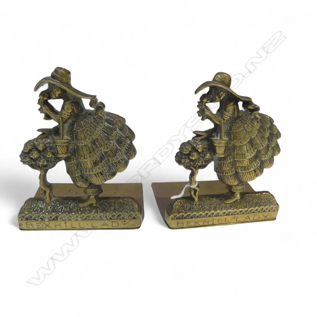 PR BRASS 'BEXHILL LADY' BOOK ENDS H.130mm Image 1++