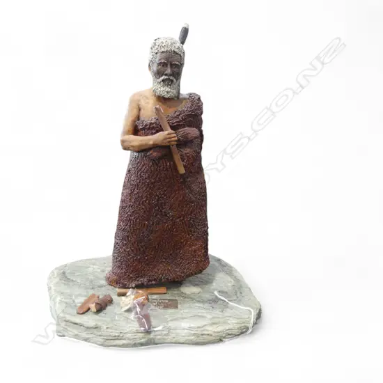 STUDIO POTTERY MAORI FIGURE 'ERUERA MAIHI PATUONE CHIEF NGAPUHI TRIBE' H.380mm, FAULTS