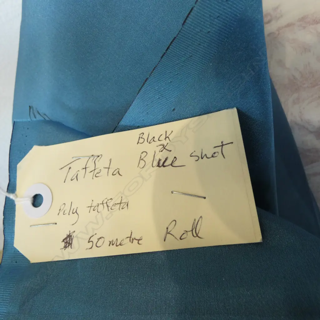 FABRIC BOLT; TAFFETA BLUE & BLACK SHOT, POLY TAFFETA, 50M Image 1++