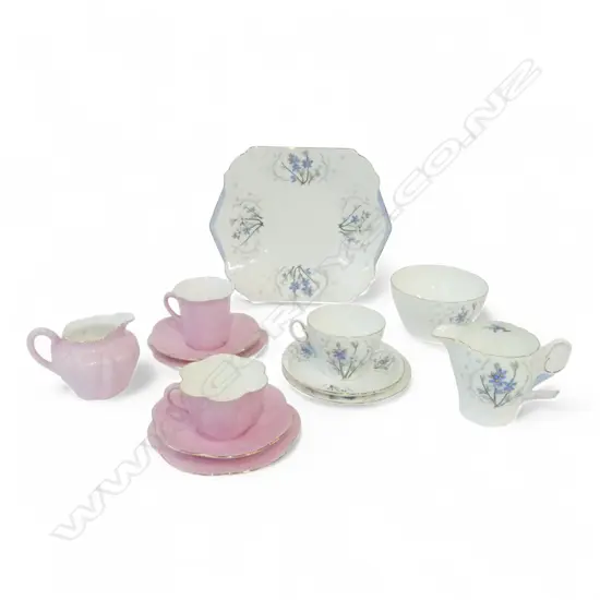 2 SHELLEY CHINA PART TEASETS 2CSPS & C/SUGAR & CAKE PLATE C/SUGAR & CSP