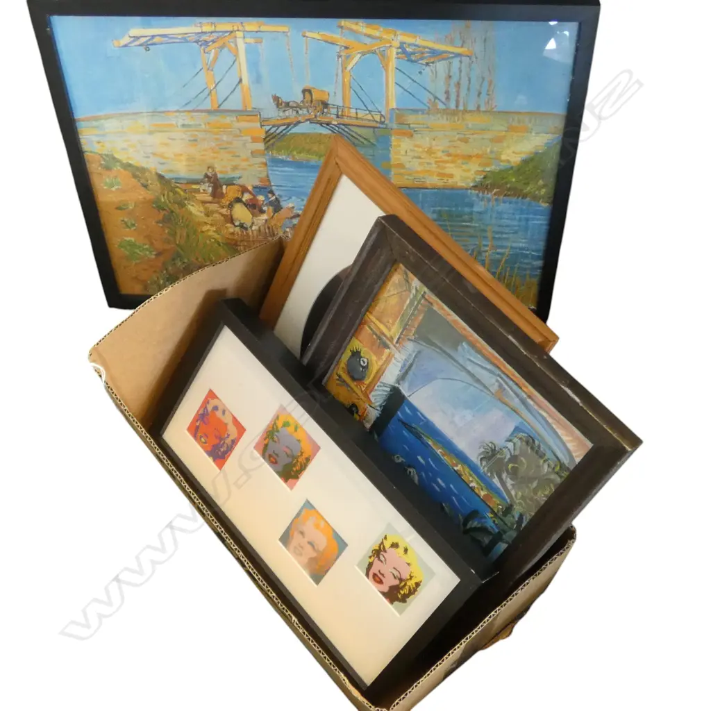 LOT ASST FRAMED PRINTS - VAN GOGH/PICASSO/WARHOL ETC Image 1++