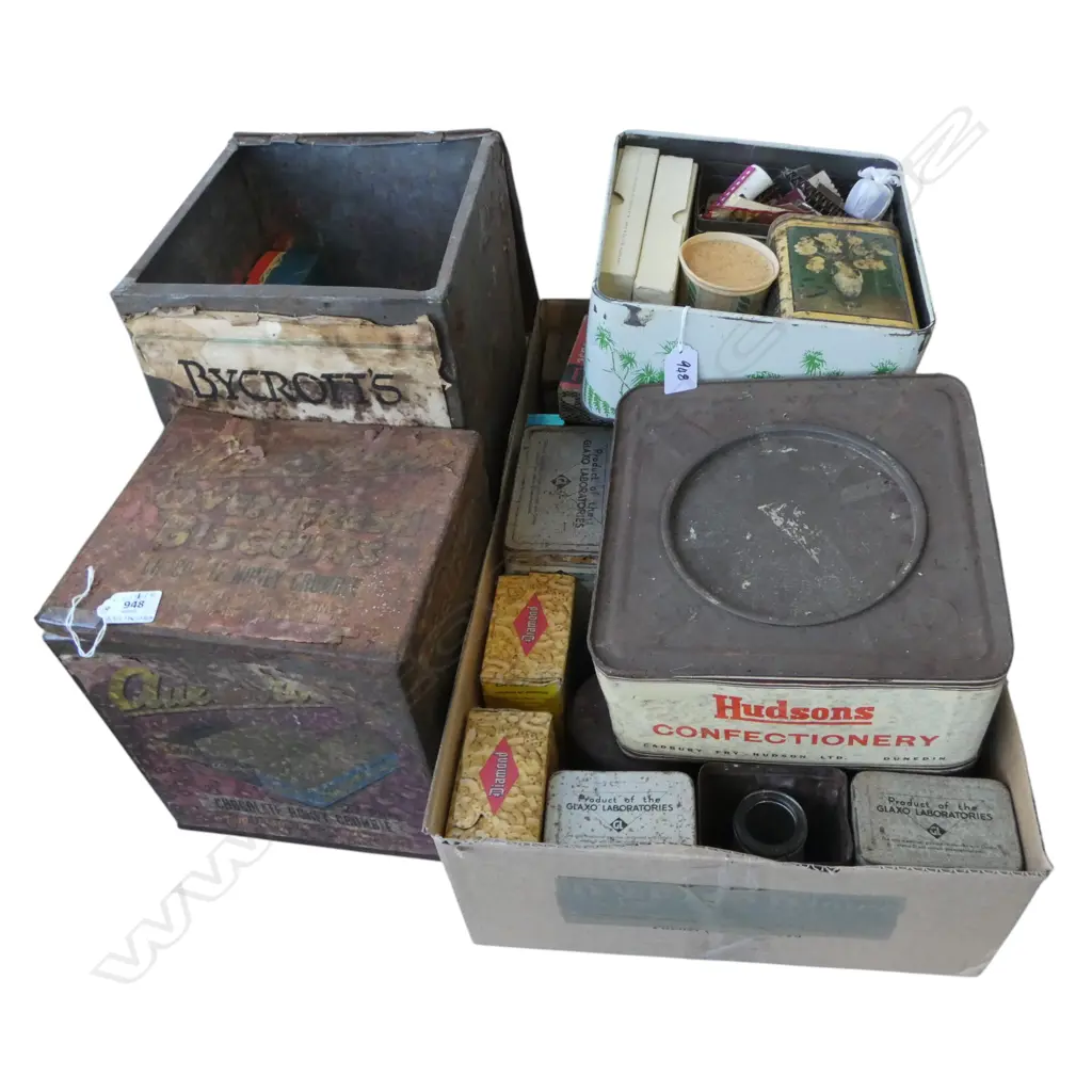 ASST. VINTAGE PACKAGING + 2 LG TINS Image 1++