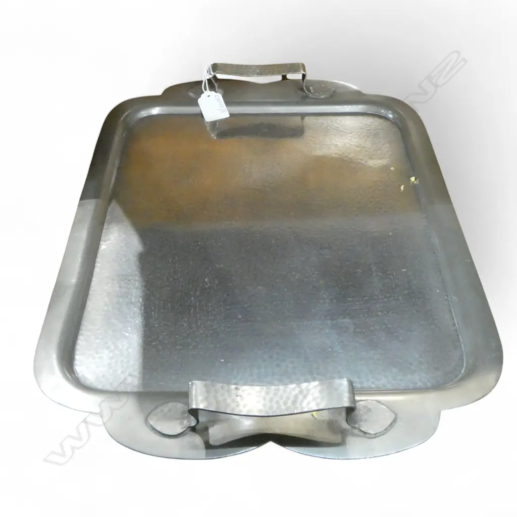 ARTS & CRAFTS PEWTER SERVING TRAY BY WALKER & HALL HOWARD PEWTER, L.460MM W.308MM Image 1++