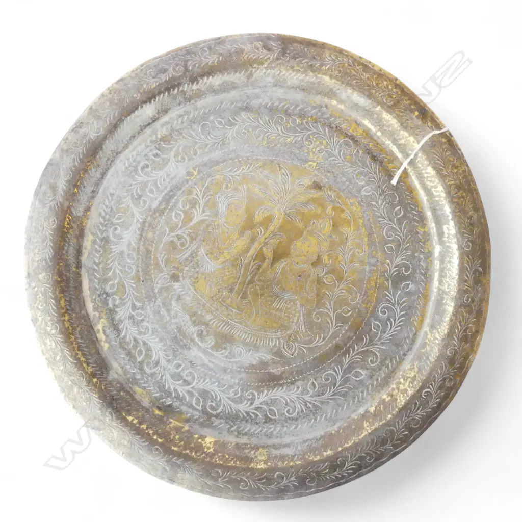 BRASS TOP INDIAN TABLE H.320 Dia.330mm Image 1++