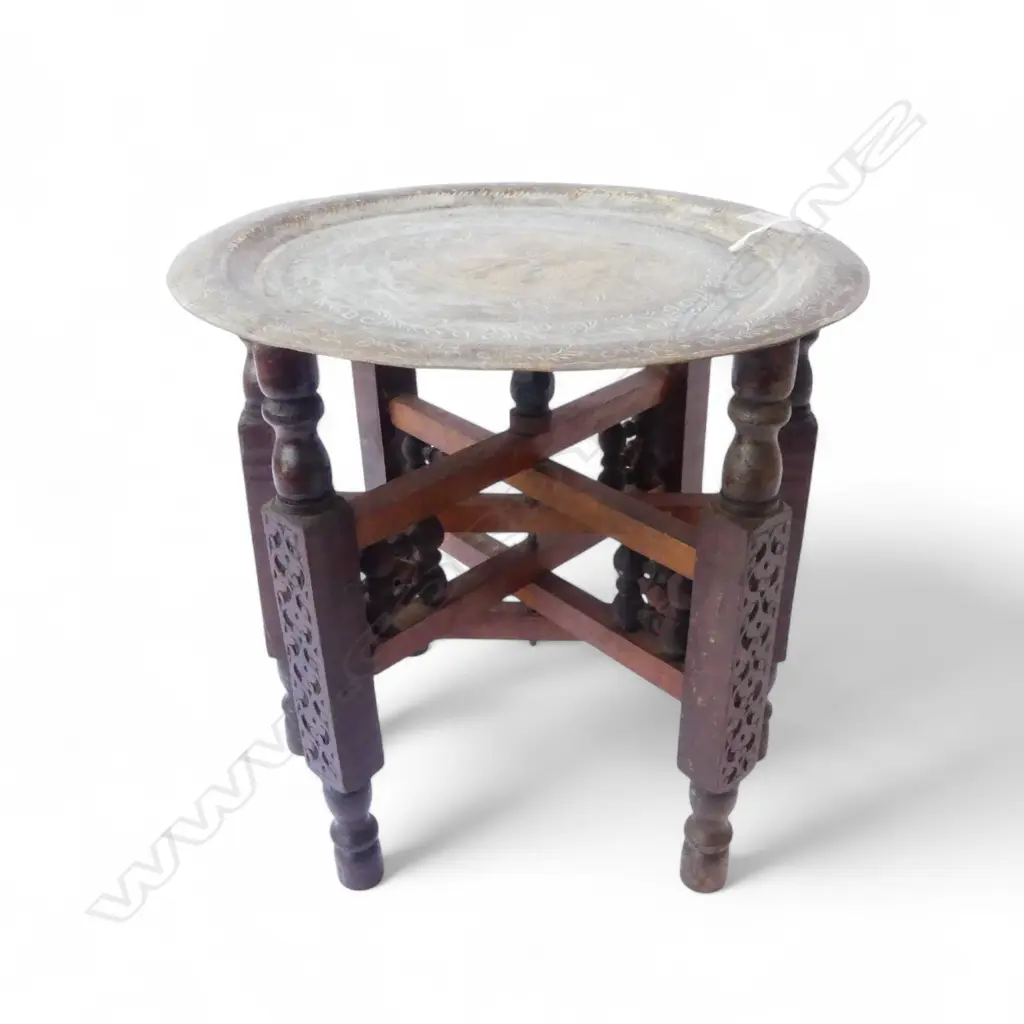 BRASS TOP INDIAN TABLE H.320 Dia.330mm Image 1++
