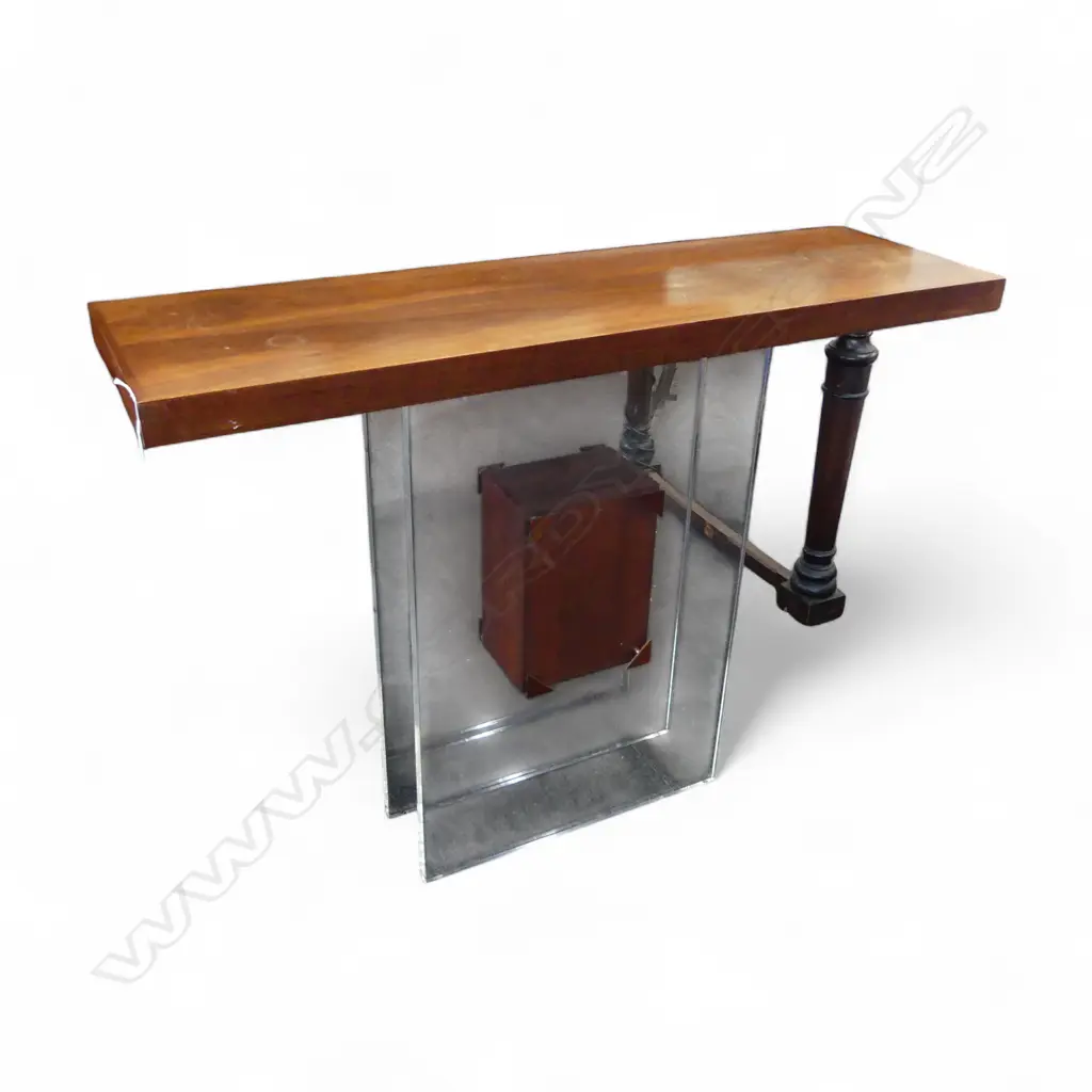 HARDWOOD & LUCITE HALL TABLE 1100x330x805mm Image 1++
