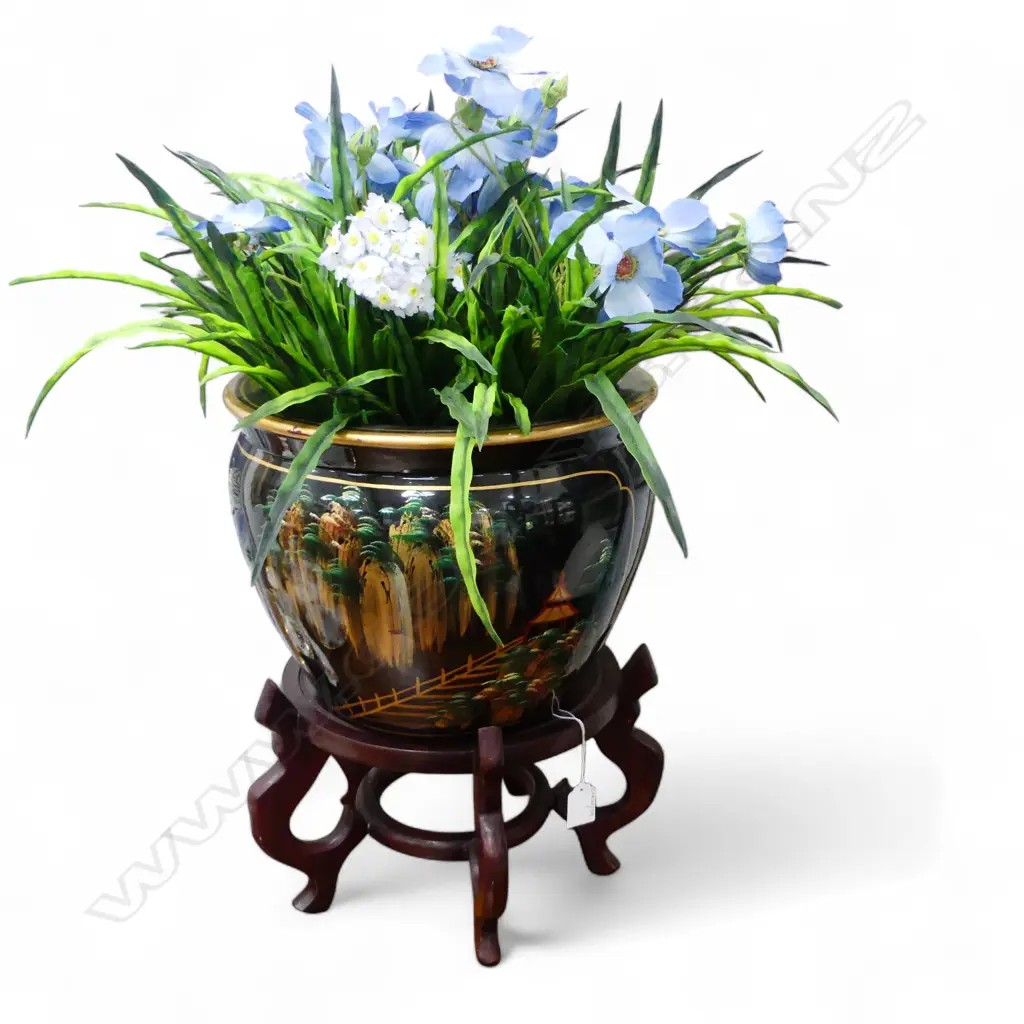 JARDINERE ON STAND w. FAUX FLOWERS H.650mm Image 1++
