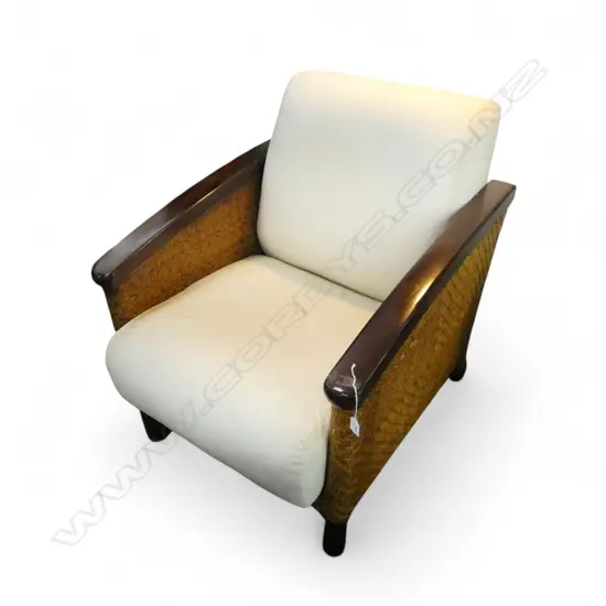 PR UPHOLSTERED BERGERE ARM CHAIRS