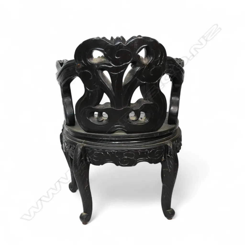 A c.1900 Anglo-Japanese ebonised and carved Art Nouveau armchair, Image 1++