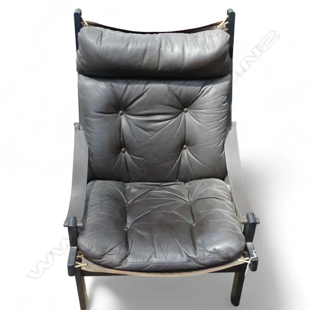 HIGH-BACK 'HUNTER' LEATHER SAFARI CHAIR by TORJBJORN ADFAL FOR BRUSKBO NORWAY Image 1++