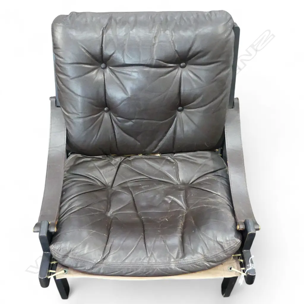 'HUNTER' LEATHER SAFARI CHAIR by TORJBJORN ADFAL FOR BRUSKBO NORWAY Image 1++