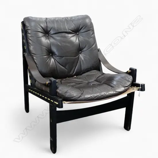 'HUNTER' LEATHER SAFARI CHAIR by TORJBJORN ADFAL FOR BRUSKBO NORWAY