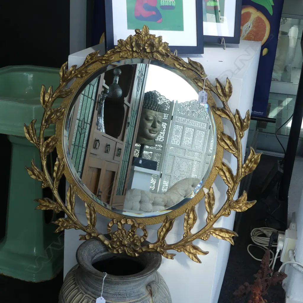 ORANTE GILDED MIRROR Dia.850mm small fault to frame Image 1++